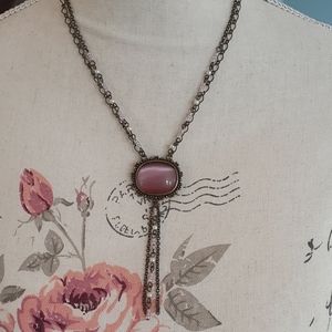 # Vintage inspired rose stone Y-necklace